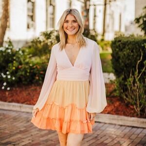 Petal & Pup Ciao Blush Pink Ruffle Mini Dress Size M NWOT 17" Pit to Pit Wedding